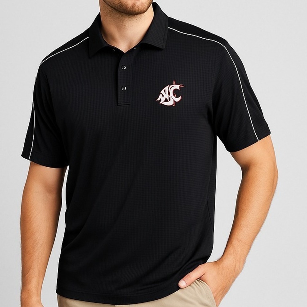Under Armour WSU Cougars Polo Shirt Black Size M Mens Golf Dry-Fit Logo Top‎